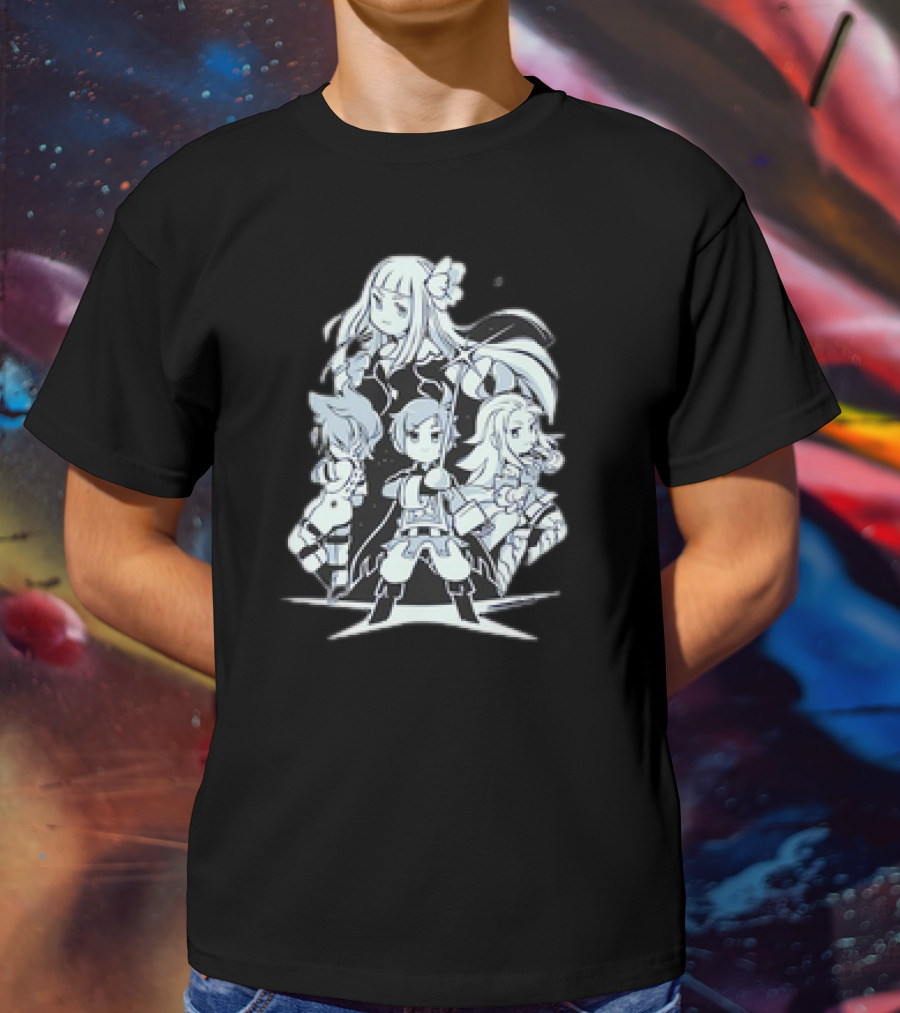 Bravely Default I'm Going All Out Anime Style Character Ensemble T-Shirt