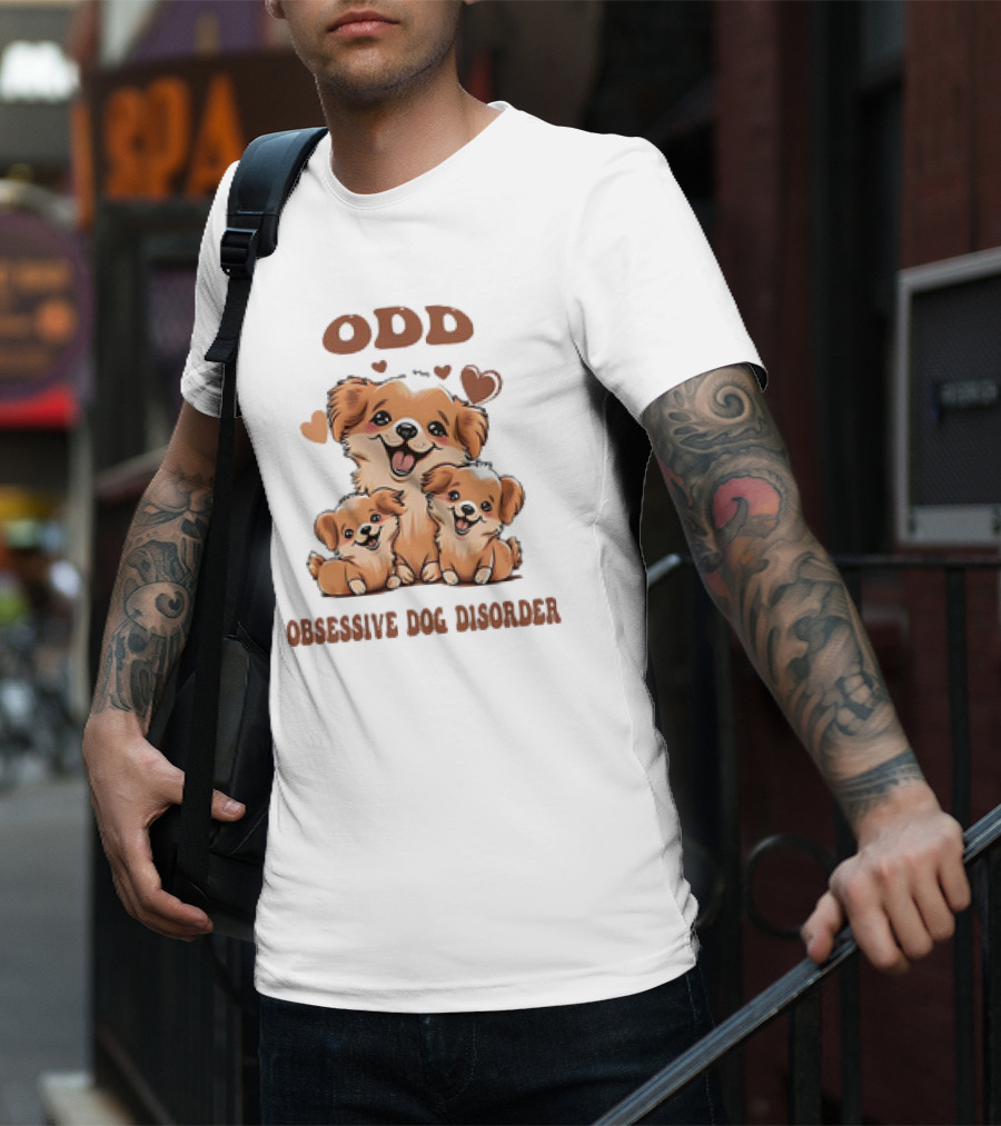 ODD Obsessive Dog Disorder Cute Puppy Family With Hearts T-Shirt