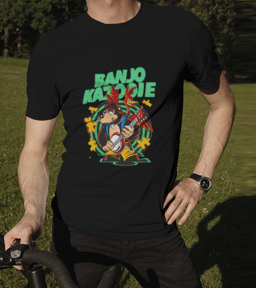 Banjo Kazooie Bear With Electric Banjo And Jiggy Pieces T-Shirt