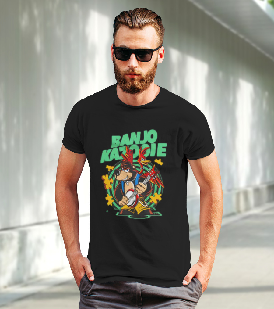 Banjo Kazooie Bear With Electric Banjo And Jiggy Pieces T-Shirt