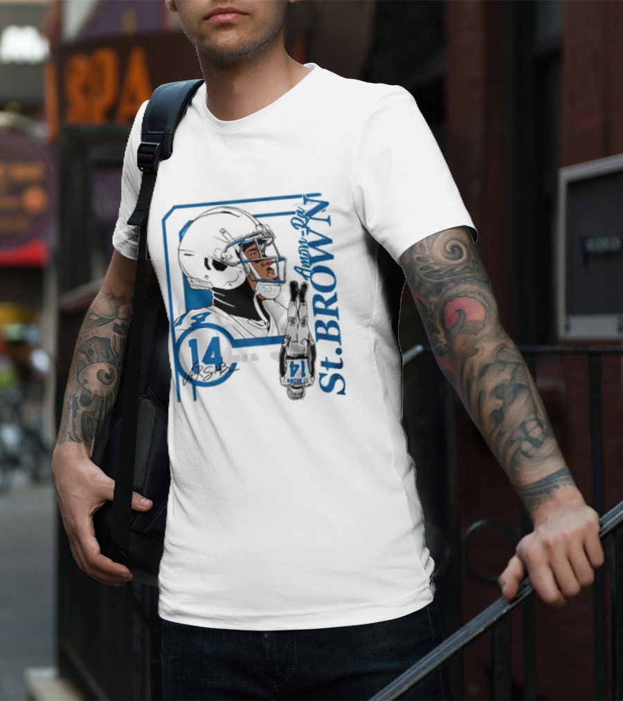 Amon-Ra St. Brown 14 Detroit Lions NFL Football Vintage Collage T-Shirt