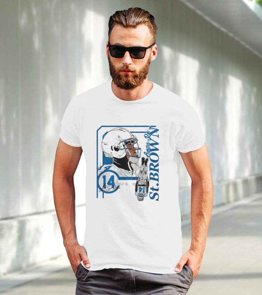Amon-Ra St. Brown 14 Detroit Lions NFL Football Vintage Collage T-Shirt