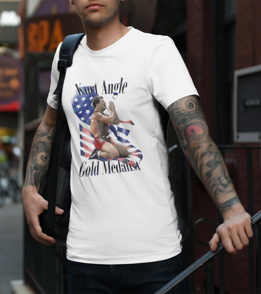 Kurt Angle Gold Medalist American Flag Wrestling Victory T-Shirt