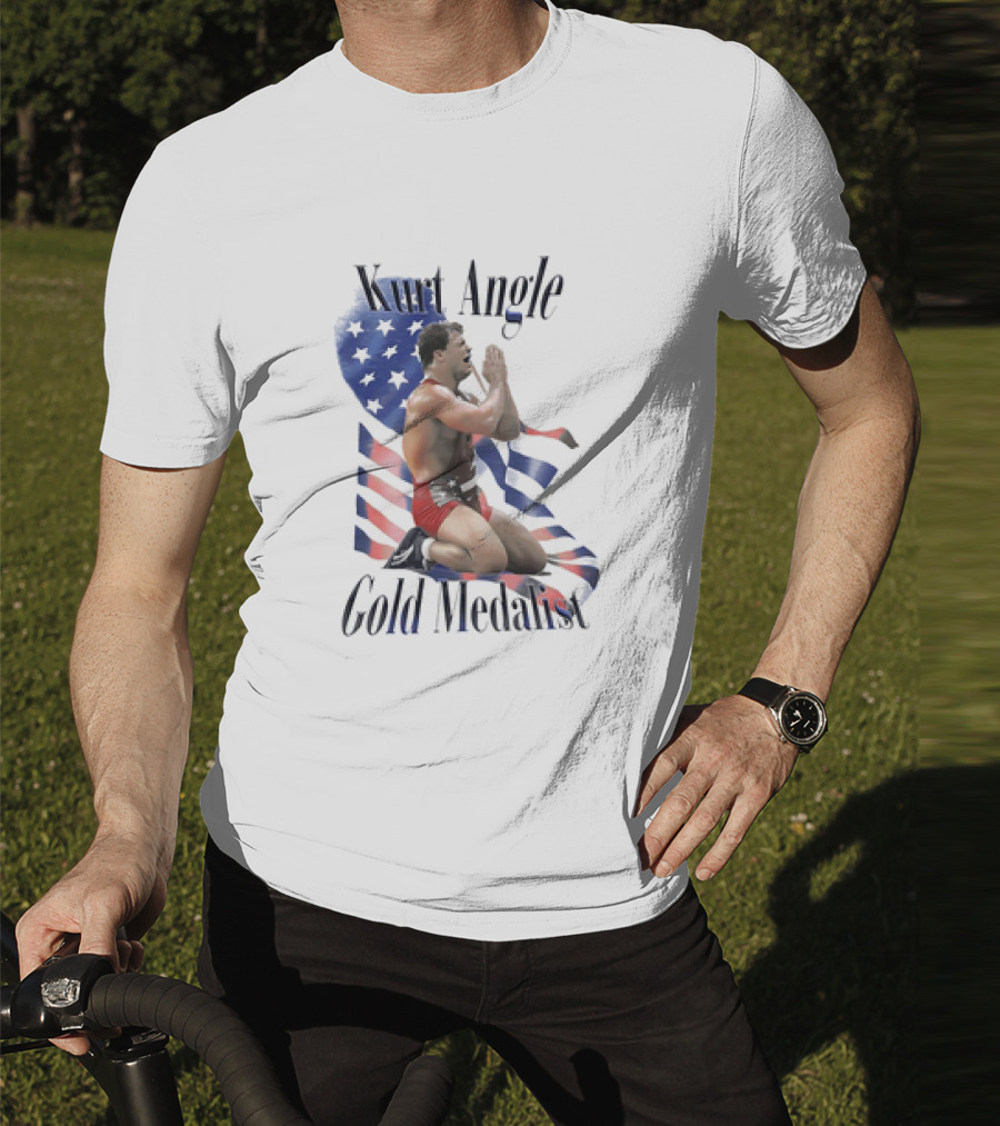 Kurt Angle Gold Medalist American Flag Wrestling Victory T-Shirt