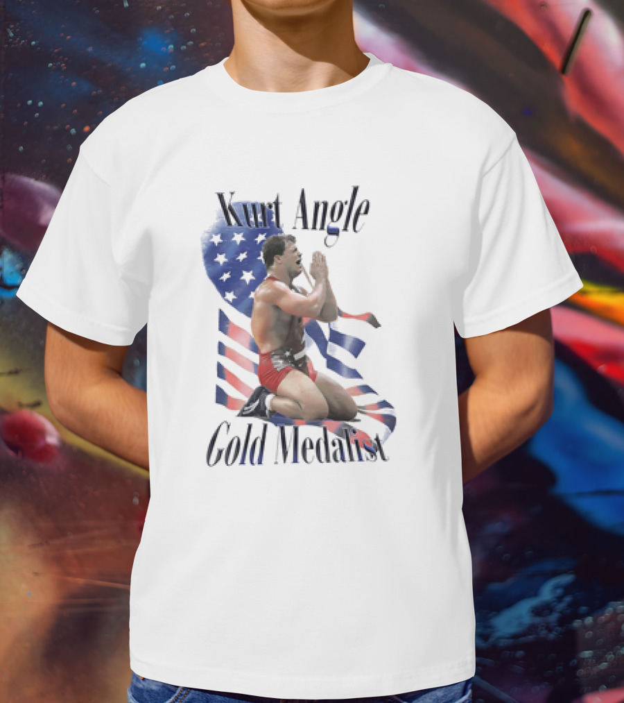 Kurt Angle Gold Medalist American Flag Wrestling Victory T-Shirt