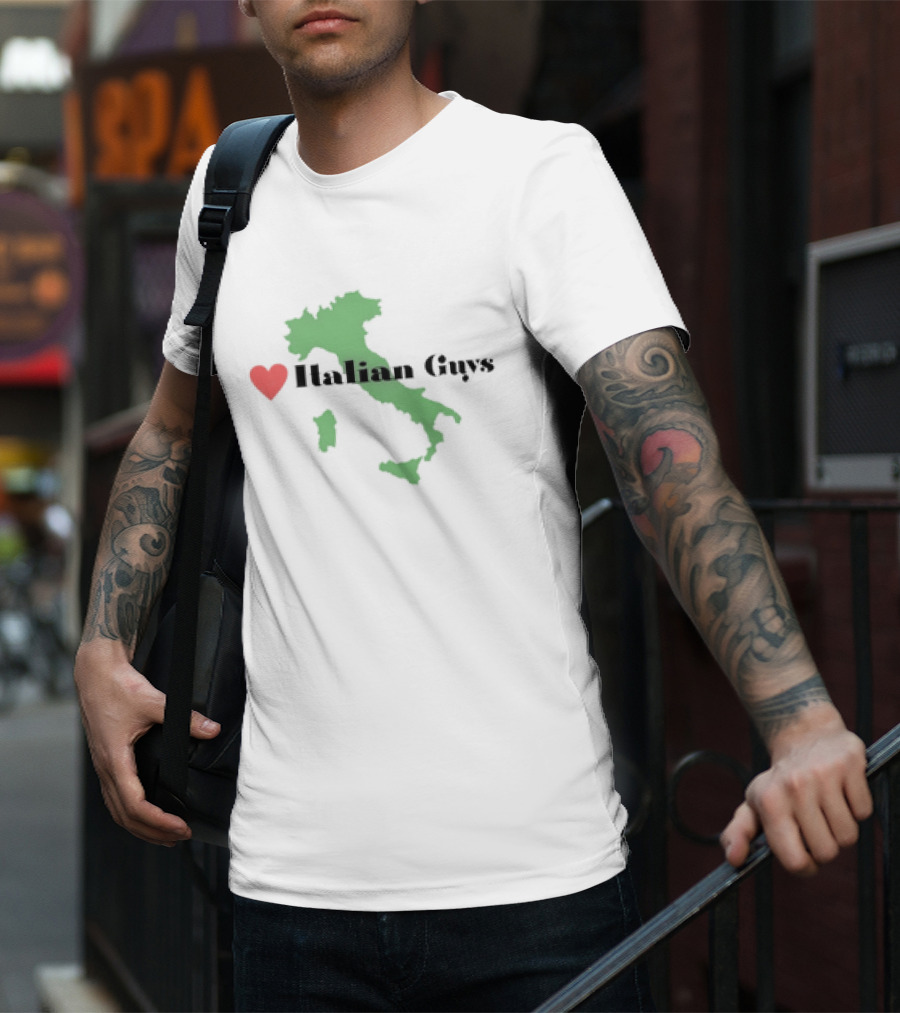 Love Heart Italian Guys With Green Italy Map T-Shirt