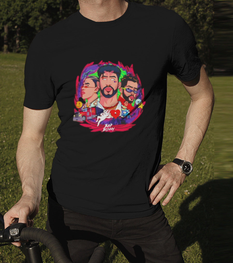 Bad Bunny X 100PRE Vintage Colorful Portraits And Iconic Symbols T-Shirt