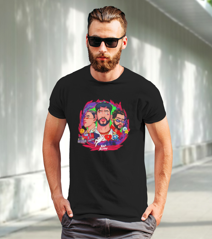 Bad Bunny X 100PRE Vintage Colorful Portraits And Iconic Symbols T-Shirt