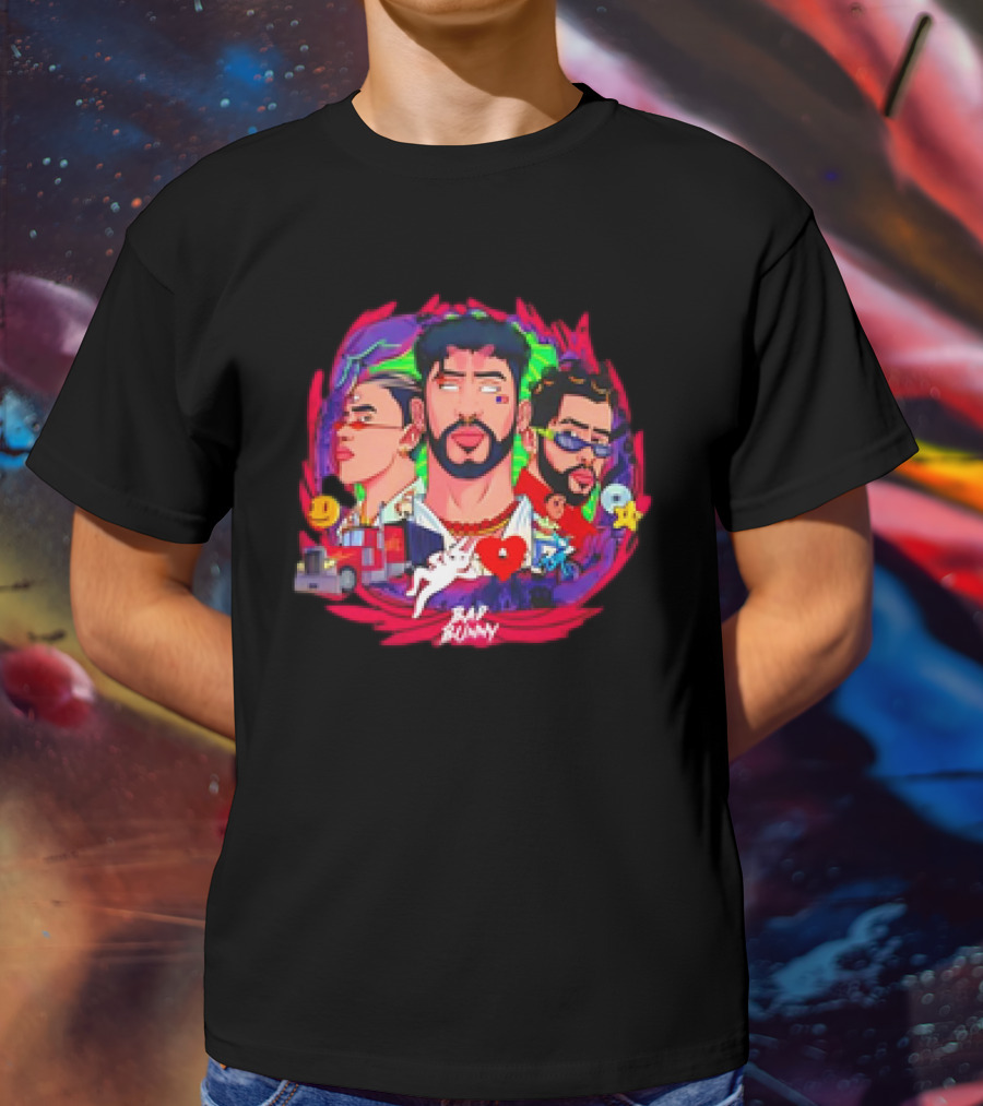 Bad Bunny X 100PRE Vintage Colorful Portraits And Iconic Symbols T-Shirt