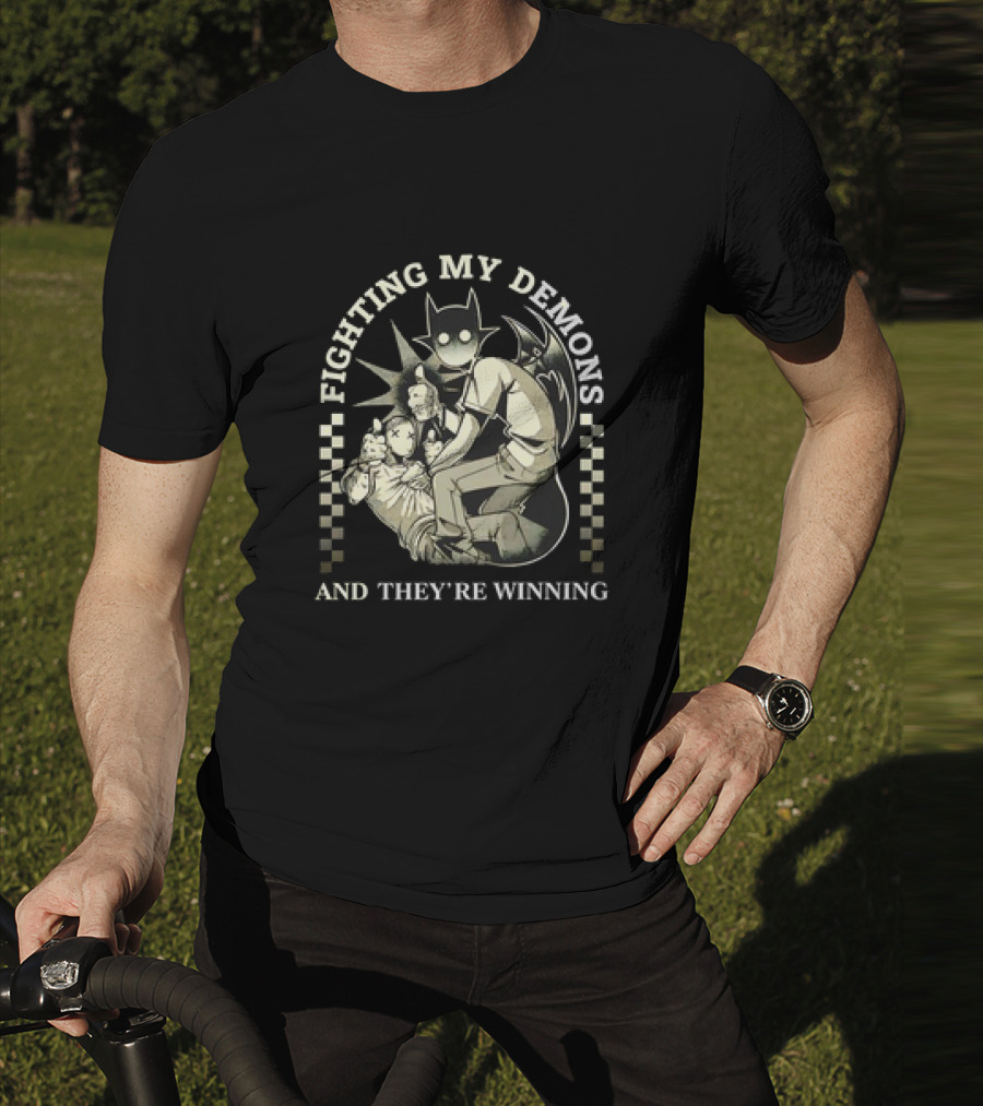 Fighting My Demons And They're Winning Creepy Cartoon T-Shirt