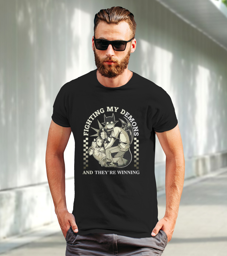 Fighting My Demons And They're Winning Creepy Cartoon T-Shirt