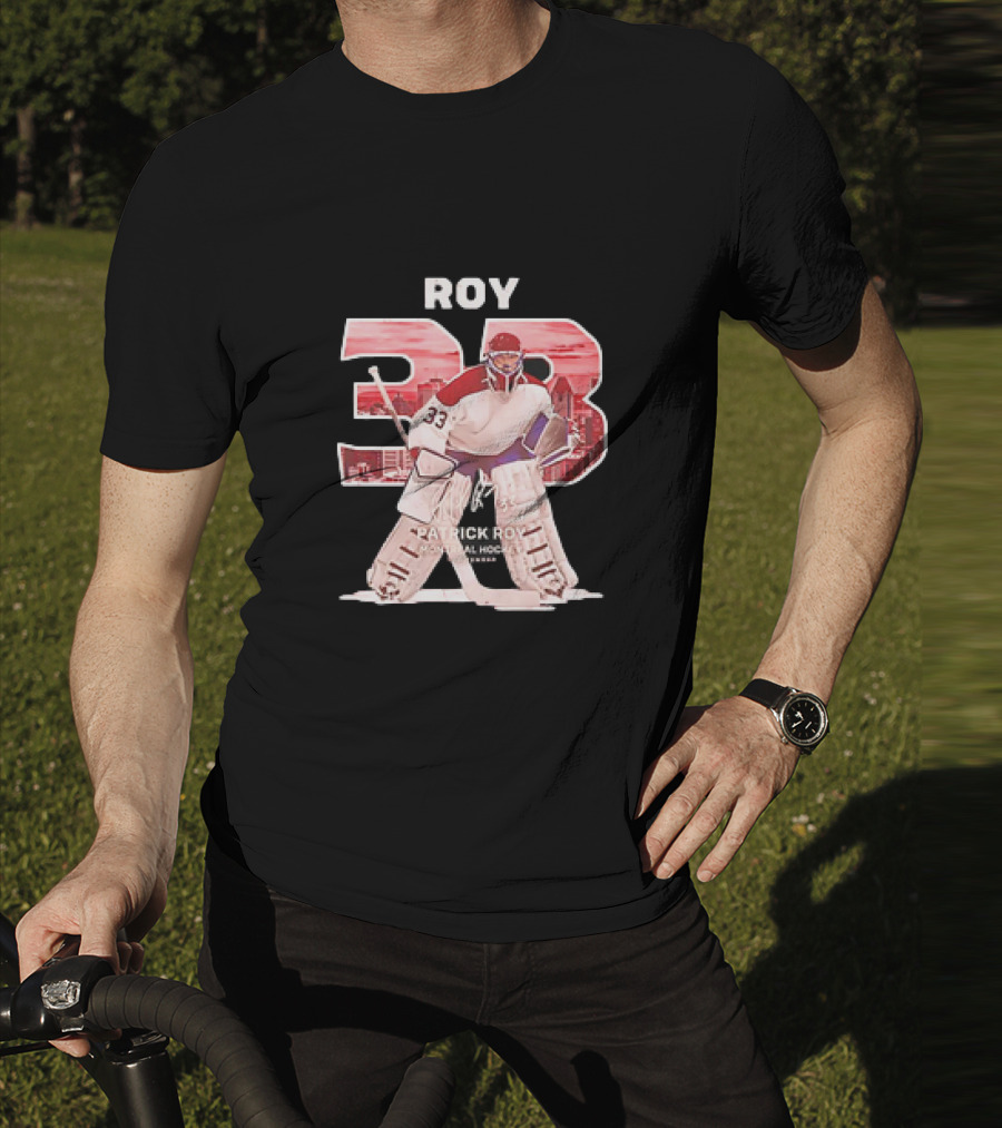 Patrick Roy 33 Montreal Hockey NHL Throwback Vintage Signature T-Shirt
