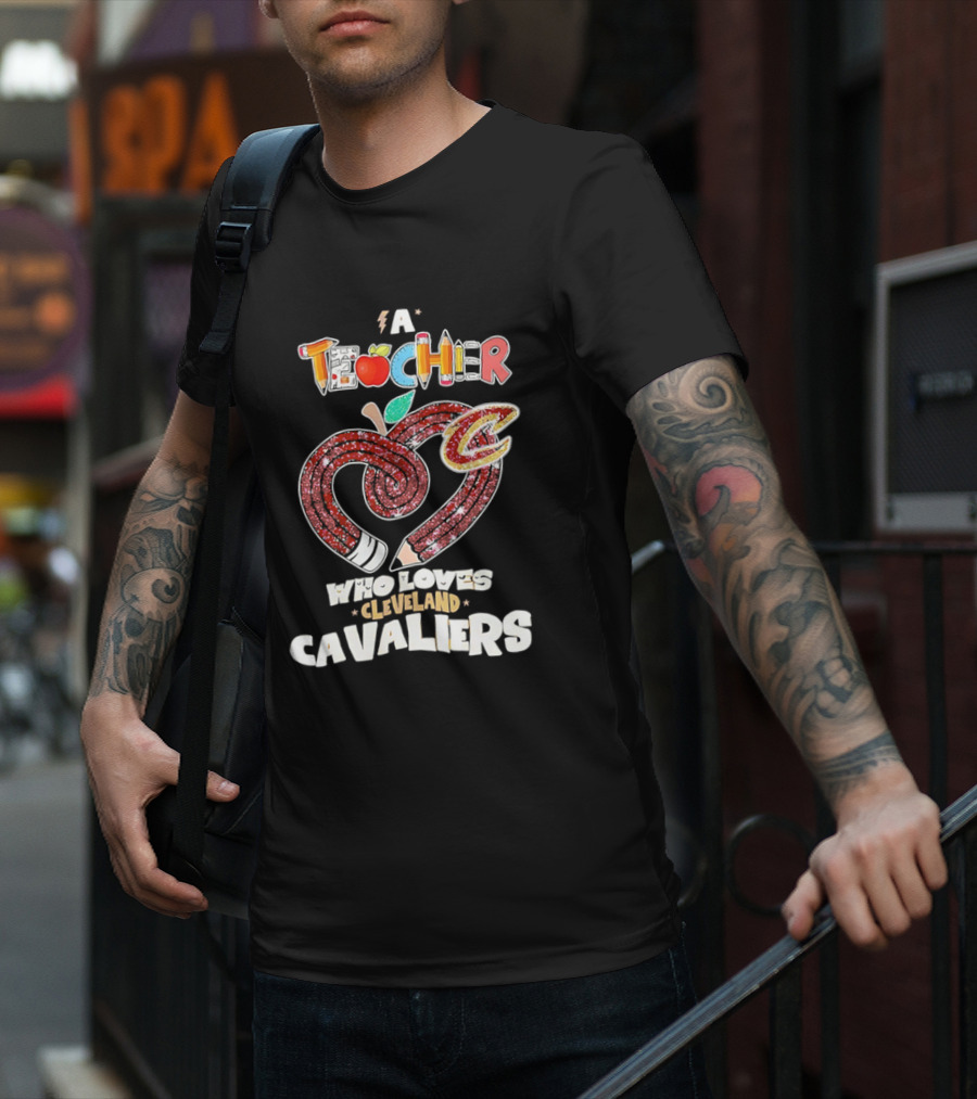 Teacher Heart Pencil Apple Cleveland Cavaliers T-Shirt