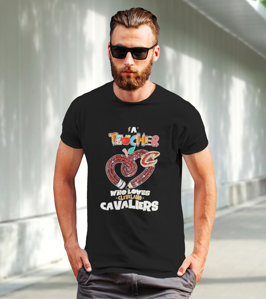 Teacher Heart Pencil Apple Cleveland Cavaliers T-Shirt