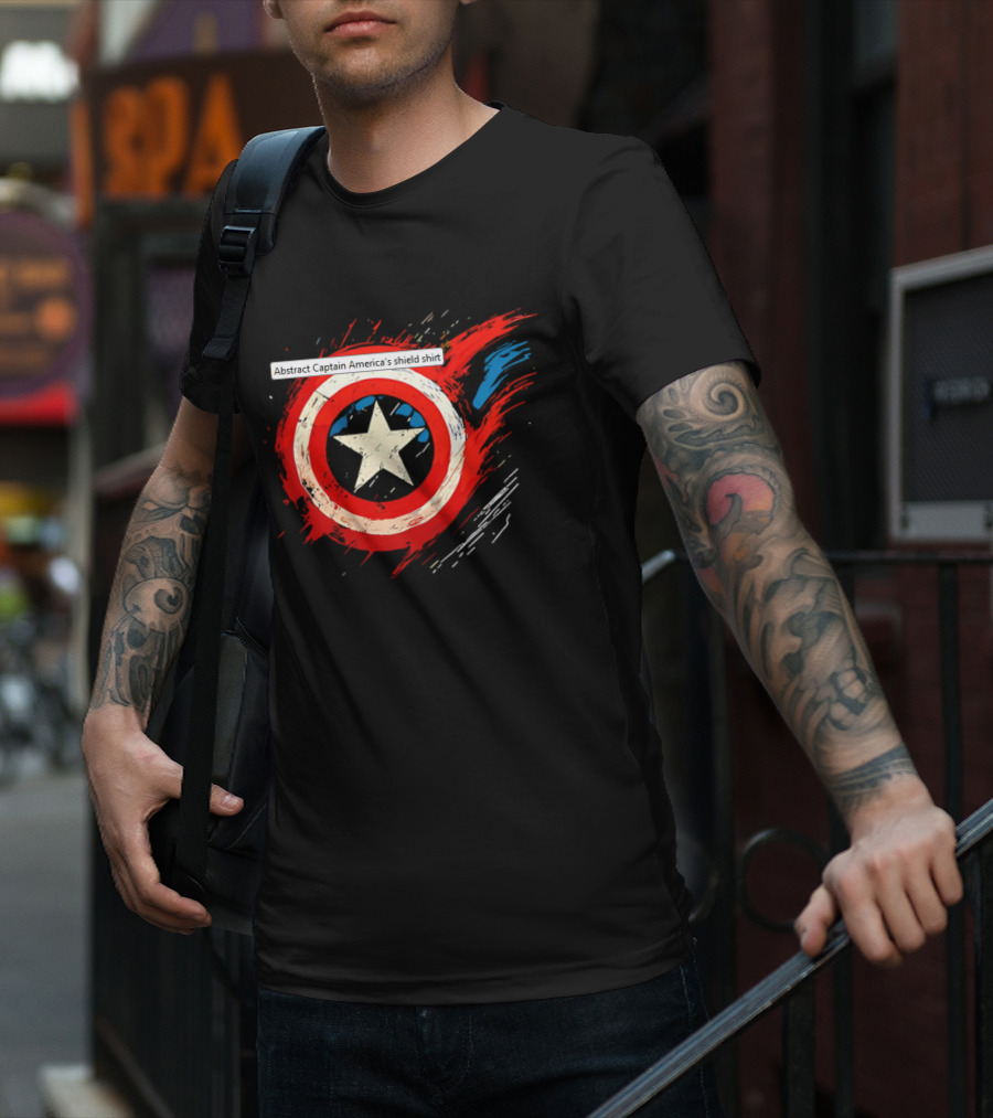 Abstract Captain America’s Shield With Star And Brush Strokes T-Shirt