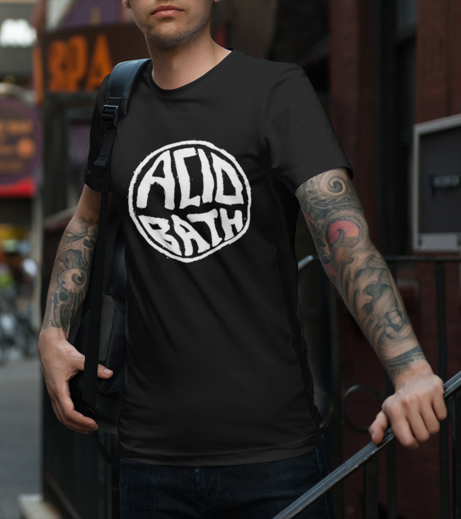 Acid Bath Circular Text Style T-Shirt