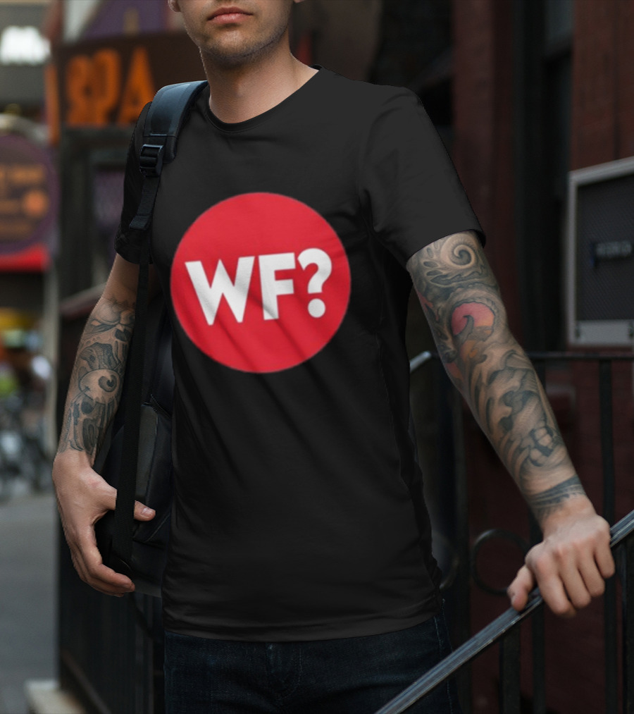 Adrianne Curry Wearing WF Why-Files Red Circle Icon T-Shirt