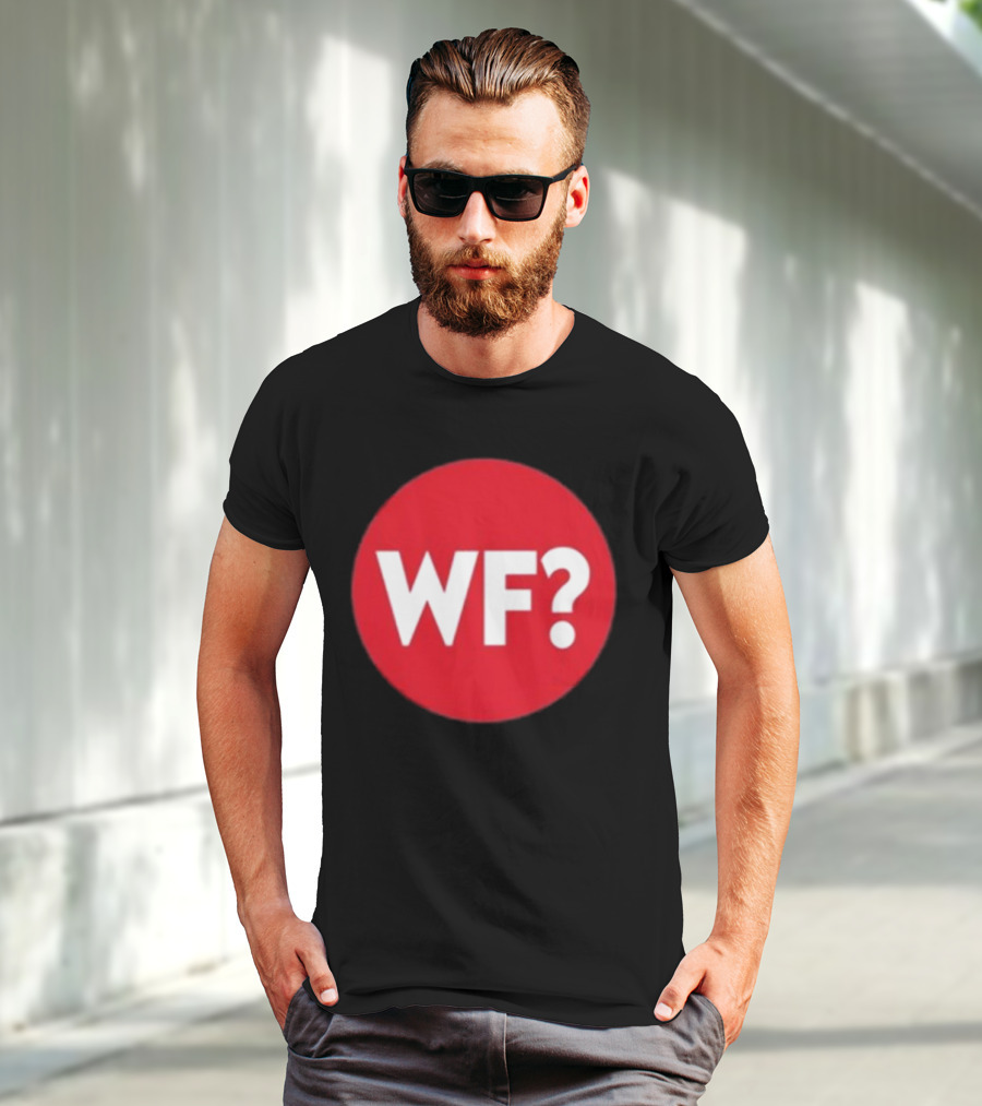Adrianne Curry Wearing WF Why-Files Red Circle Icon T-Shirt