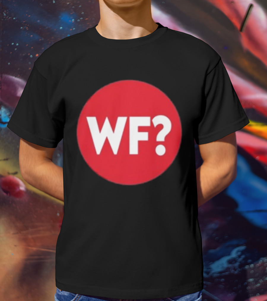 Adrianne Curry Wearing WF Why-Files Red Circle Icon T-Shirt