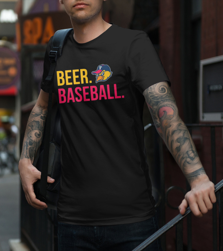 Beer Baseball T-Bird Mascot Bold Text Design T-Shirt