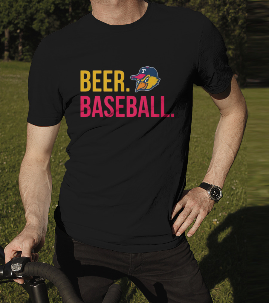 Beer Baseball T-Bird Mascot Bold Text Design T-Shirt
