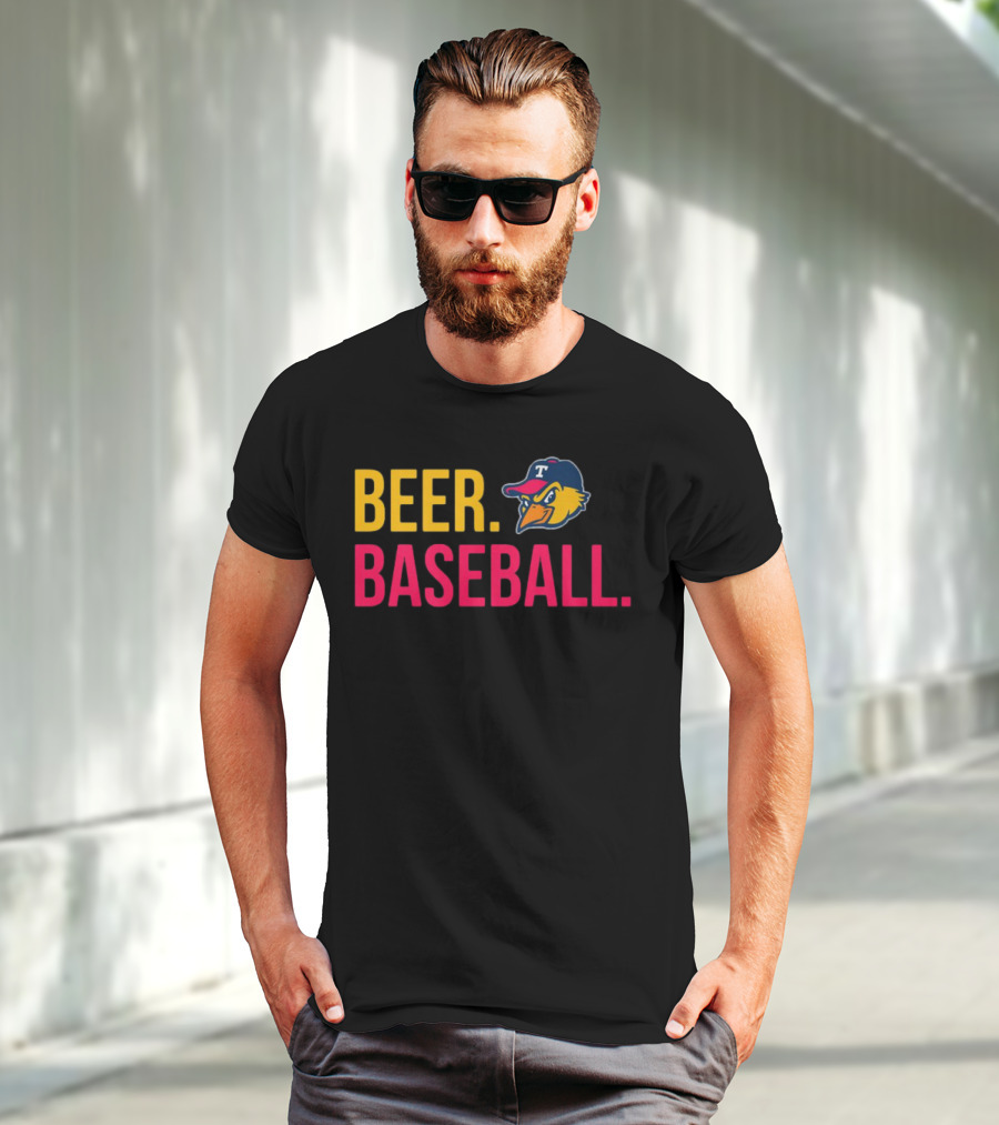 Beer Baseball T-Bird Mascot Bold Text Design T-Shirt
