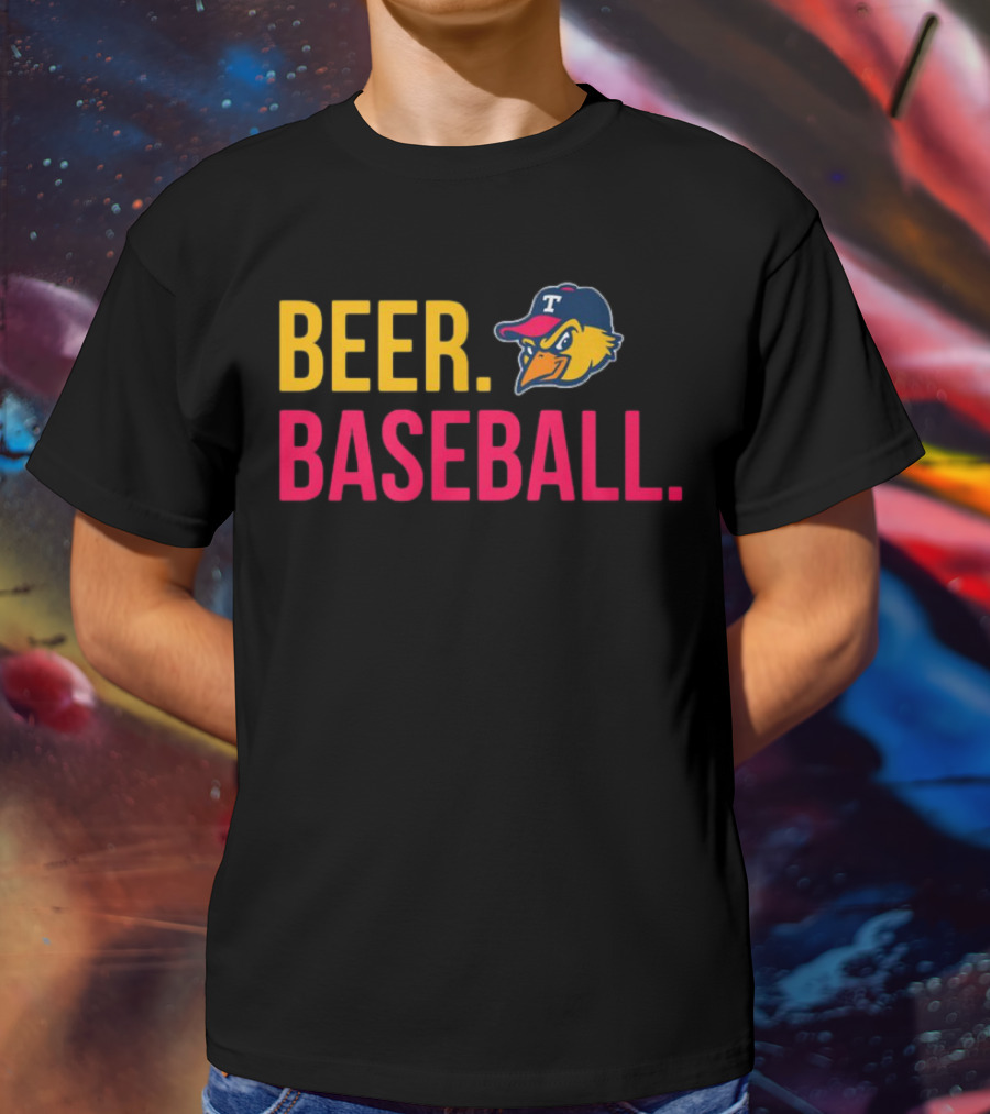 Beer Baseball T-Bird Mascot Bold Text Design T-Shirt