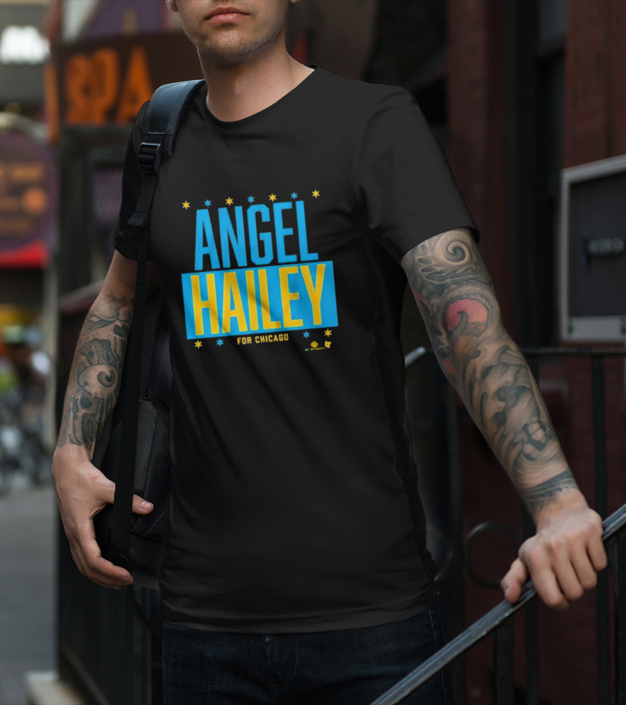 "Angel Hailey For Chicago Basketball Stars Blue Yellow" T-Shirt