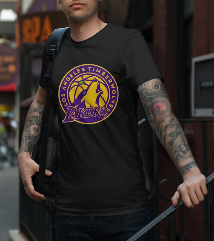 Los Angeles Timberwolves Lakers Collaboration Emblem Transformation T-Shirt