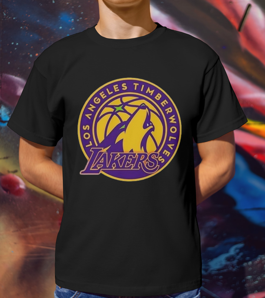 Los Angeles Timberwolves Lakers Collaboration Emblem Transformation T-Shirt