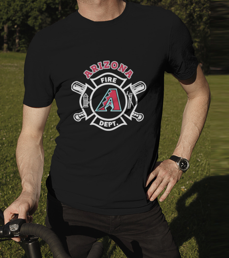 Arizona Diamondbacks Fire Dept Axe Hydrant Baseball Emblem T-Shirt