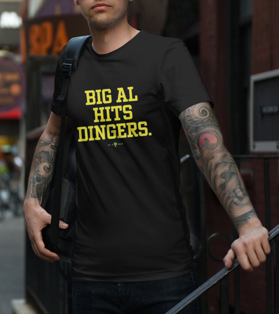Big Al Hits Dingers Baseball Quote Yellow Text T-Shirt