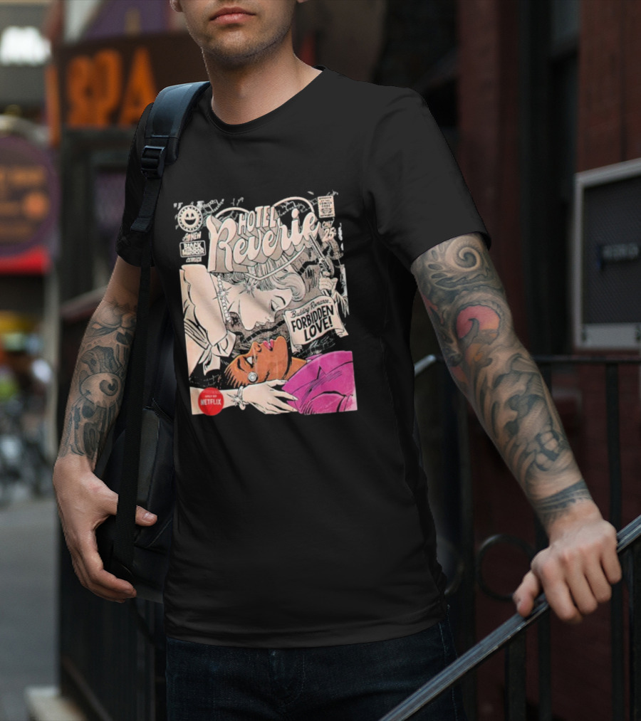 Black Mirror Comics Hotel Reverie Budding Romance Forbidden Love 2025 By Butcher Billy Netflix T-Shirt