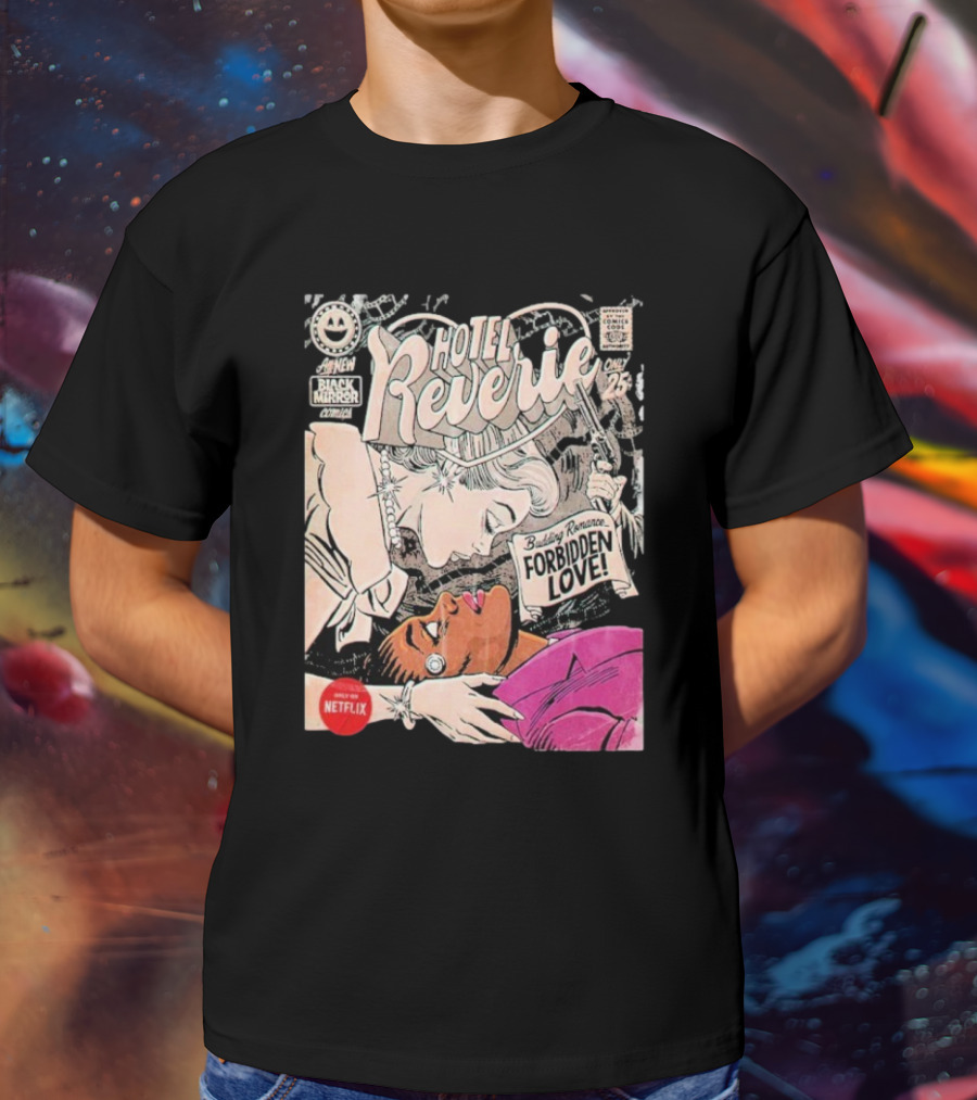Black Mirror Comics Hotel Reverie Budding Romance Forbidden Love 2025 By Butcher Billy Netflix T-Shirt