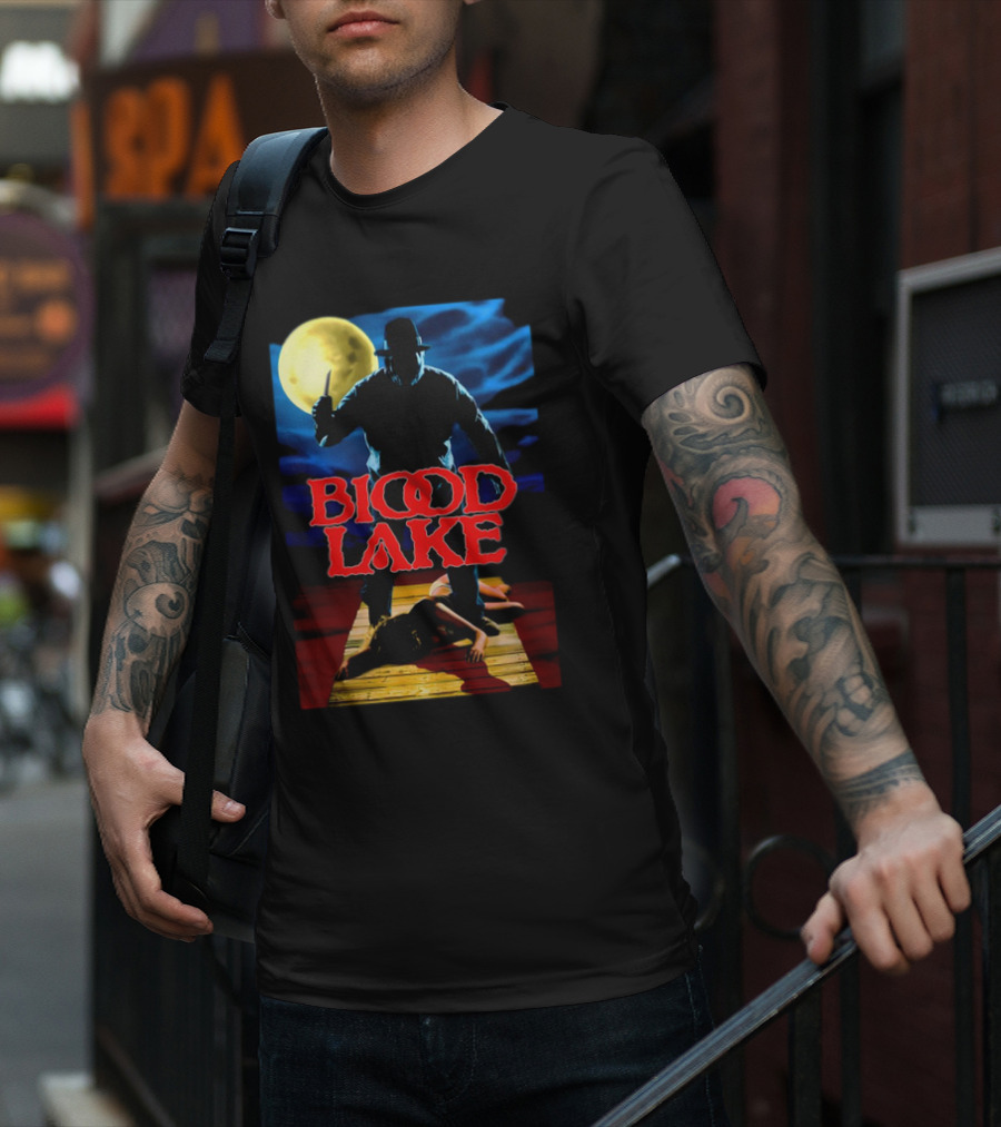 Blood Lake Horror Movie Moonlit Killer Silhouette T-Shirt