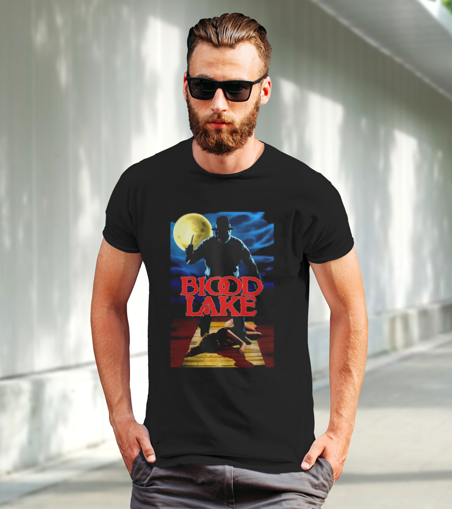 Blood Lake Horror Movie Moonlit Killer Silhouette T-Shirt