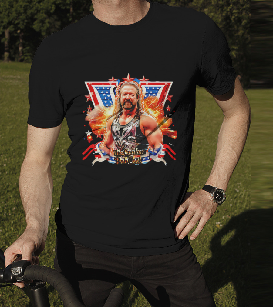 Bob Cook The Cooker Professional Wrestler Starburst American Flag T-Shirt