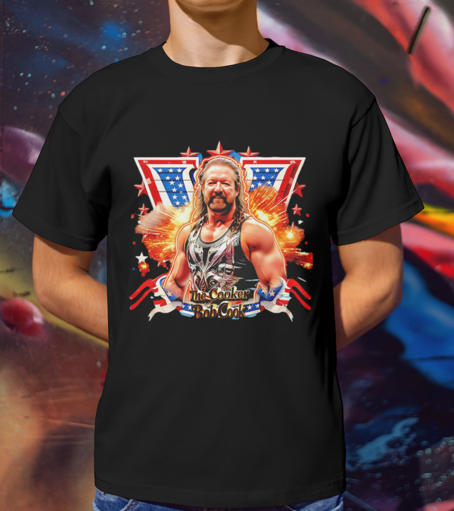 Bob Cook The Cooker Professional Wrestler Starburst American Flag T-Shirt