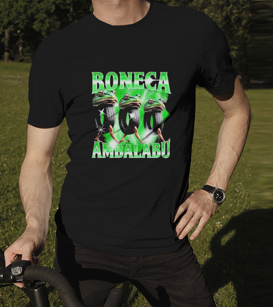 Boneca Ambalabu Frog Head With Tires And Green Lightning T-Shirt