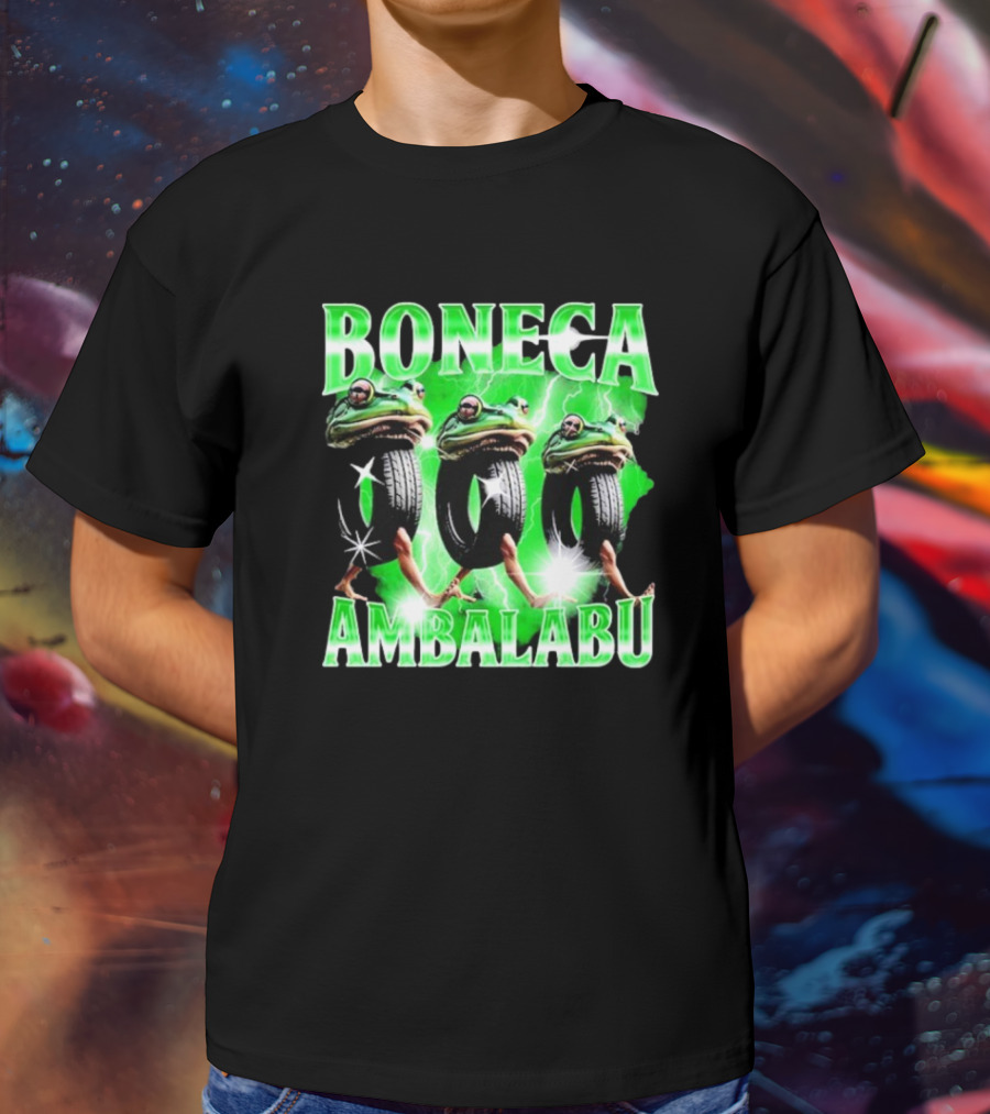Boneca Ambalabu Frog Head With Tires And Green Lightning T-Shirt