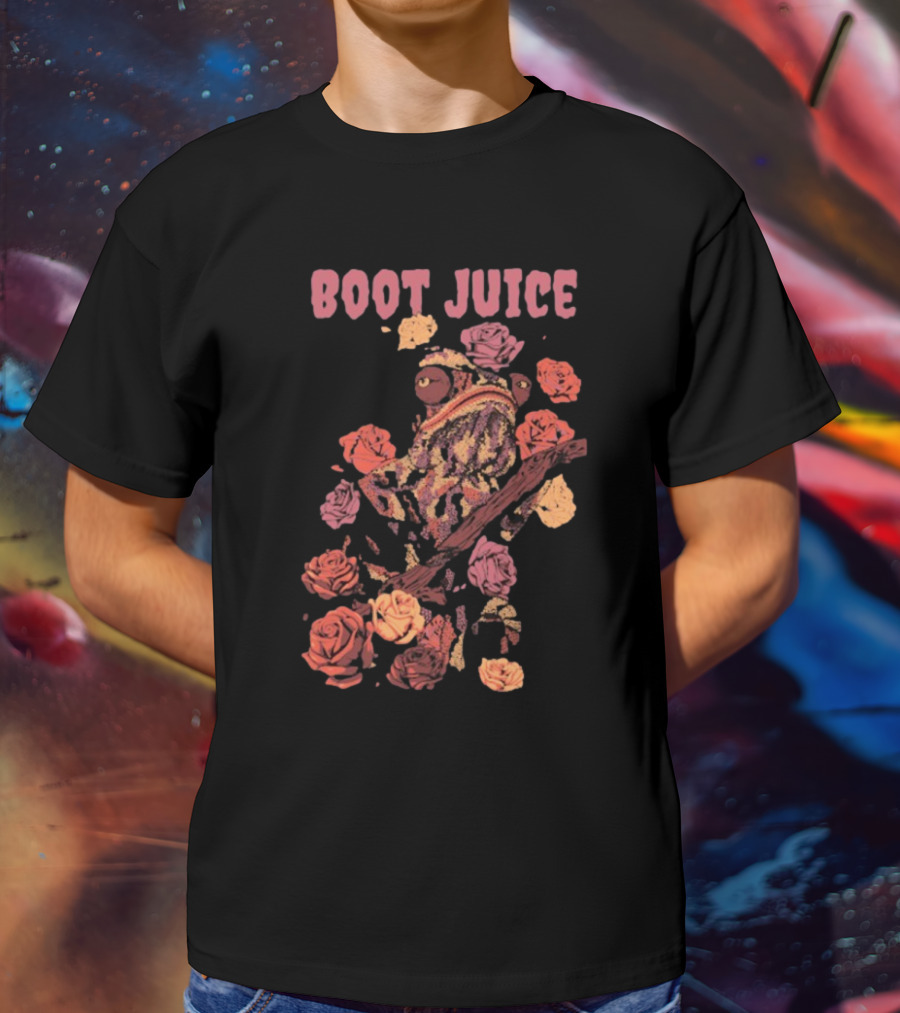 Boot Juice Chameleon Surrounded By Colorful Roses T-Shirt