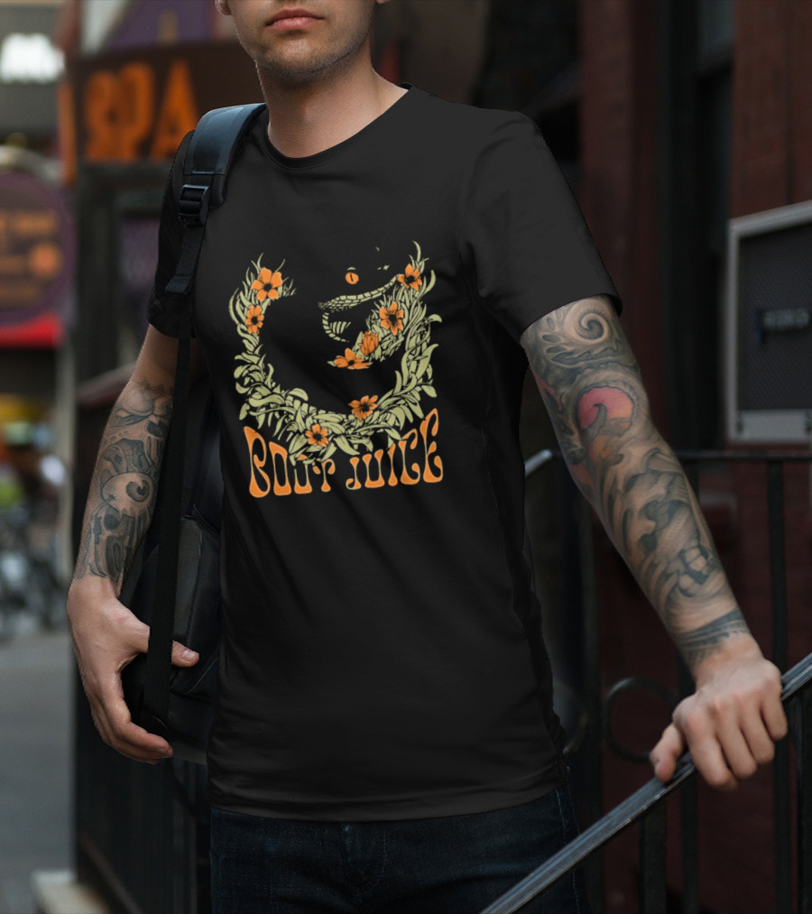 Boot Juice Snake With Floral Wreath And Orange Flowers T-Shirt