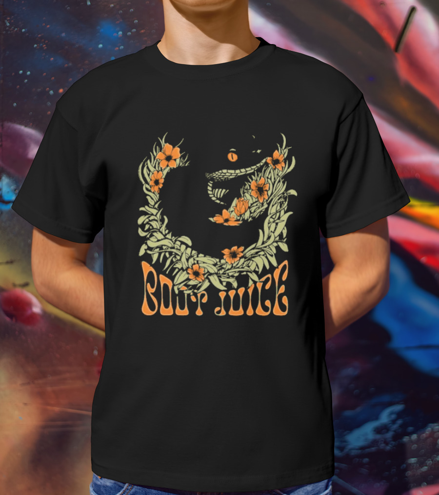 Boot Juice Snake With Floral Wreath And Orange Flowers T-Shirt