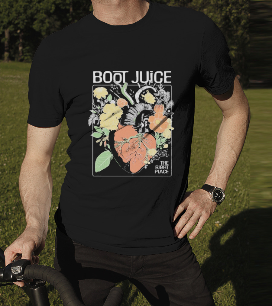 Boot Juice The Right Place Floral Heart Botanical Vintage Style T-Shirt