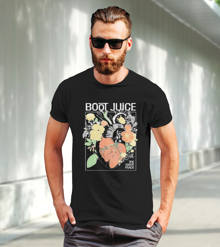 Boot Juice The Right Place Floral Heart Botanical Vintage Style T-Shirt