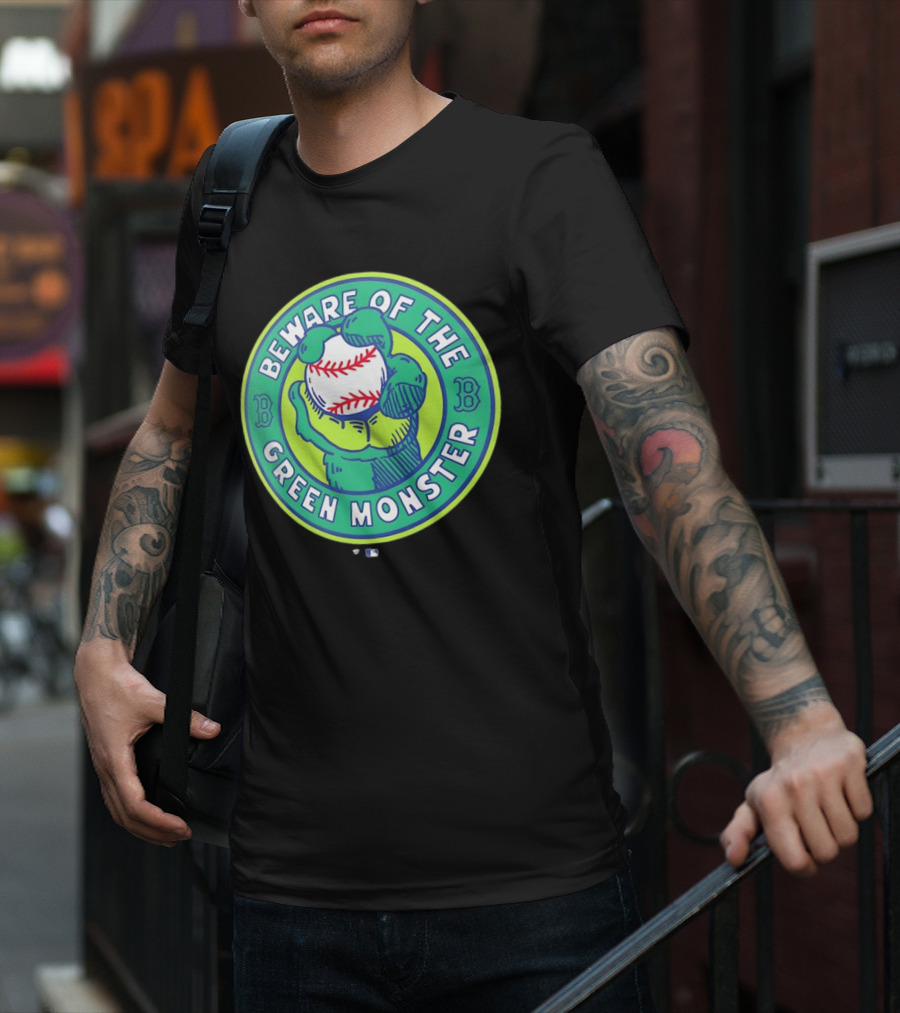 Boston Red Sox Beware Of The Green Monster Baseball Iconic Fenway Park Imagery T-Shirt