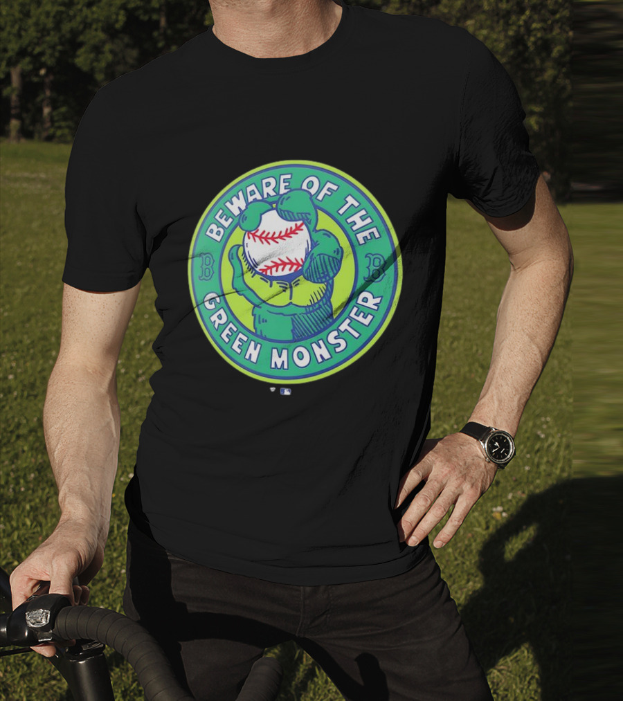 Boston Red Sox Beware Of The Green Monster Baseball Iconic Fenway Park Imagery T-Shirt