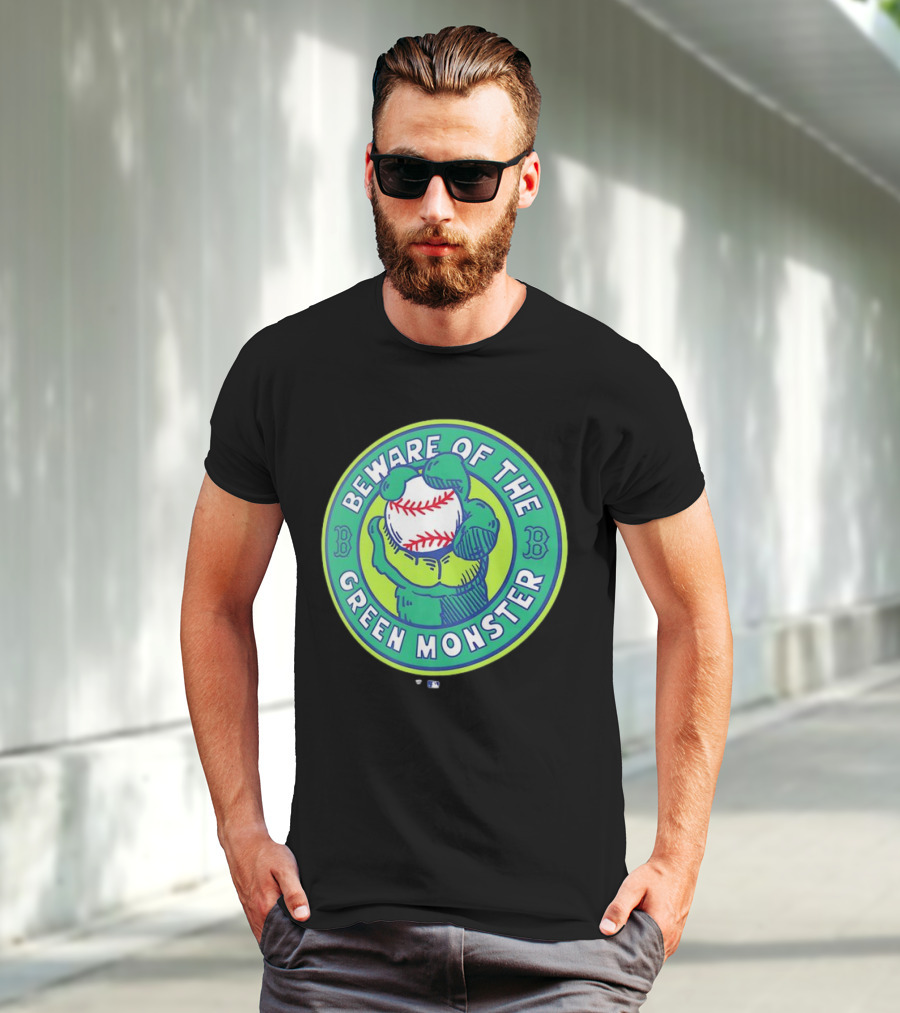 Boston Red Sox Beware Of The Green Monster Baseball Iconic Fenway Park Imagery T-Shirt