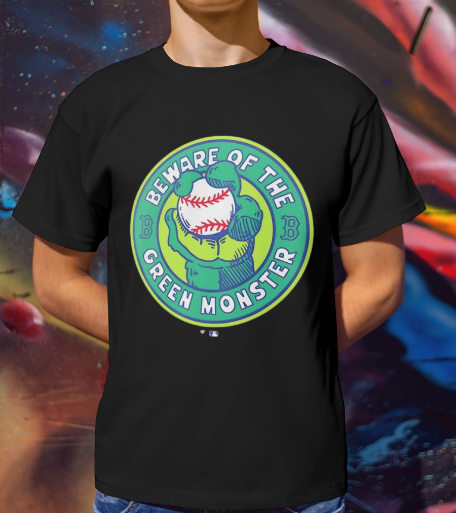 Boston Red Sox Beware Of The Green Monster Baseball Iconic Fenway Park Imagery T-Shirt
