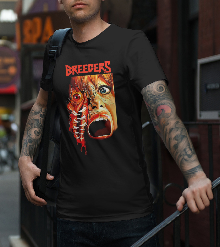 Breeders Horror Movie Artwork With Distorted Face And Eye T-Shirt
